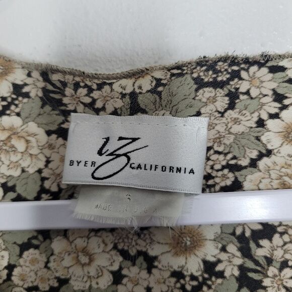 Vintage 90s tan retro flower print 3/4 sleeve Stevie Nicks top size small - Picture 4 of 6